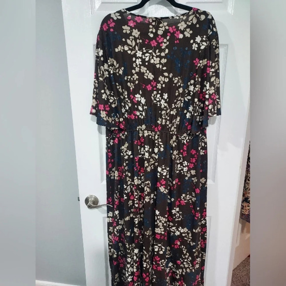 NWOT Lane Bryant Brown Floral Perfect Flutter-Sleeve Puff Print Midi Dress 22/24 - Picture 11 of 12